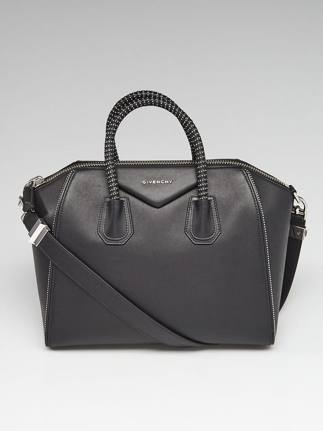 Givenchy Black Calf Leather Medium Studded Handles Antigona Bag