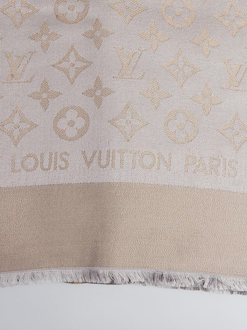 Louis Vuitton Grey Monogram Shine Shawl Scarf - Yoogi's Closet