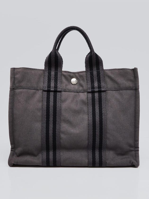 Hermes Grey/Black Canvas Fourre Tout PM Tote Bag
