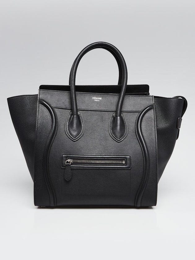 Celine Black Grained Leather Mini Luggage Tote Bag