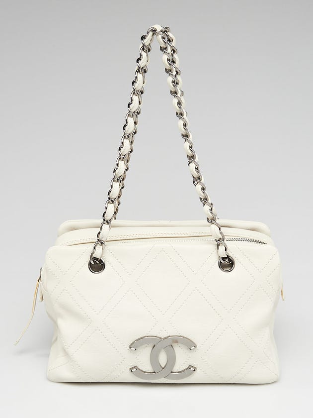 Chanel White Outdoor Ligne Diamond Stitch Caviar Leather Shoulder Bag