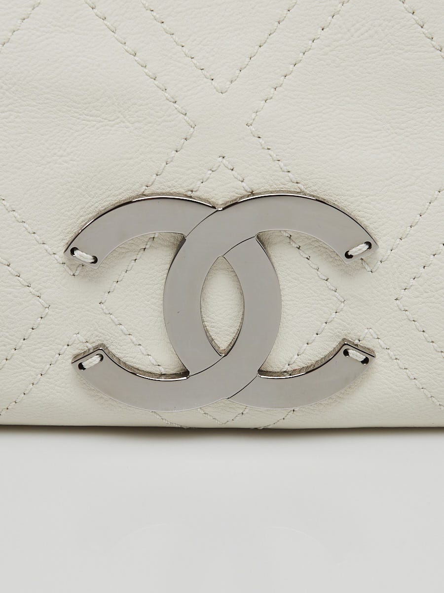 Chanel White Outdoor Ligne Diamond Stitch Caviar Leather Shoulder