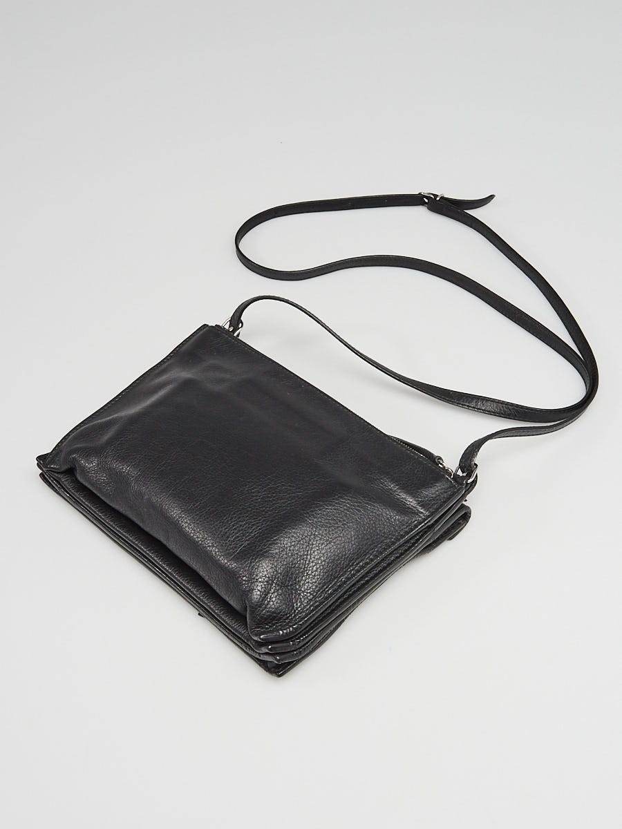 Balenciaga Black Leather Papier Triple Crossbody Bag