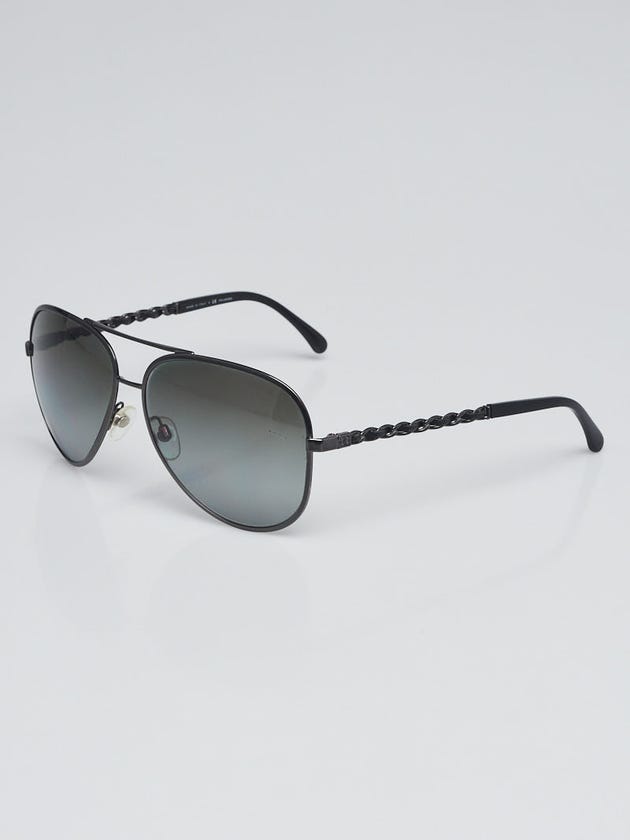 Chanel Black Metal Gradient Tint Aviator Chain Sunglasses-4194-Q