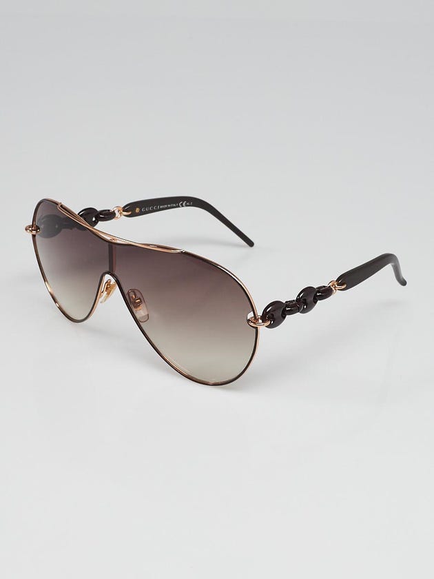 Gucci Rose Gold Metal Gradient Tint Aviator Shield Sunglasses 4203/S