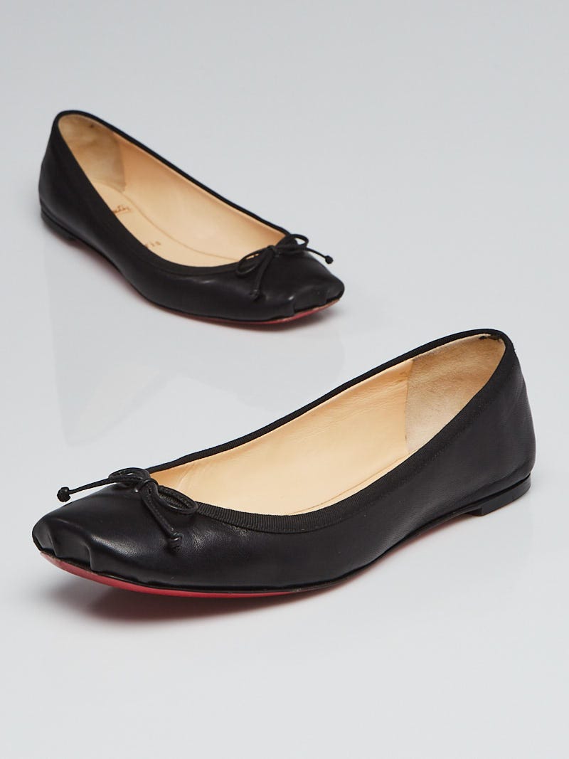 Christian Louboutin Black Leather Rosella Flats Pumps Size 7.5/38