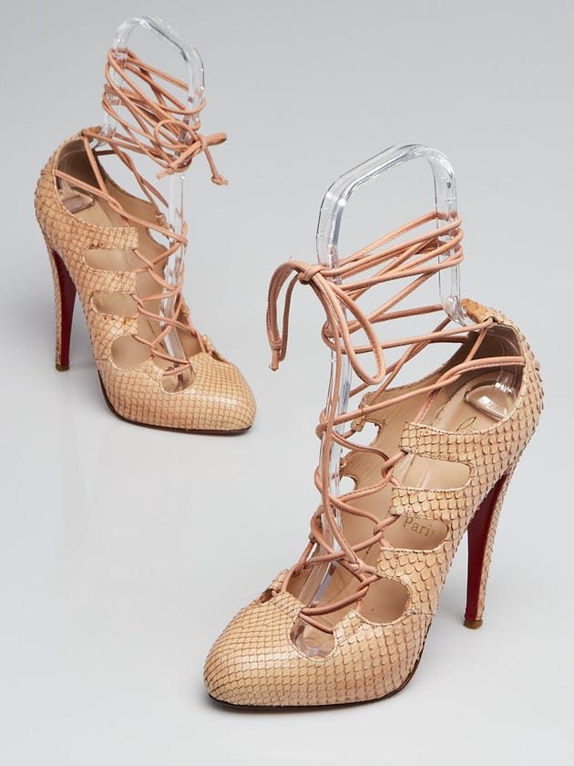 Christian Louboutin Beige Python Bloody Mary 120 Pumps Size 9.5/40