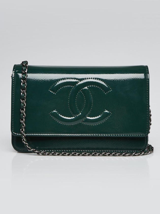 Chanel Green Patent Leather Timeless WOC Clutch Bag