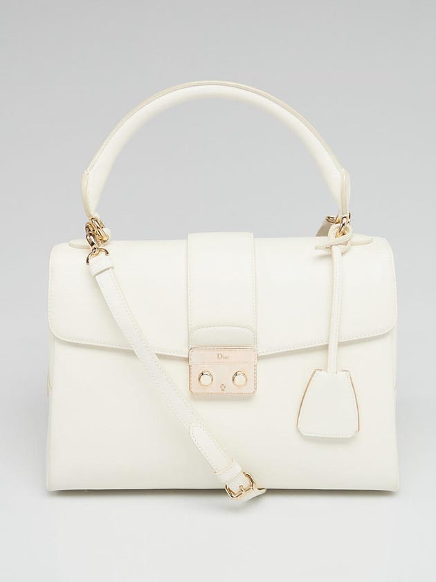 Christian Dior White Leather Satchel Top Handle Bag
