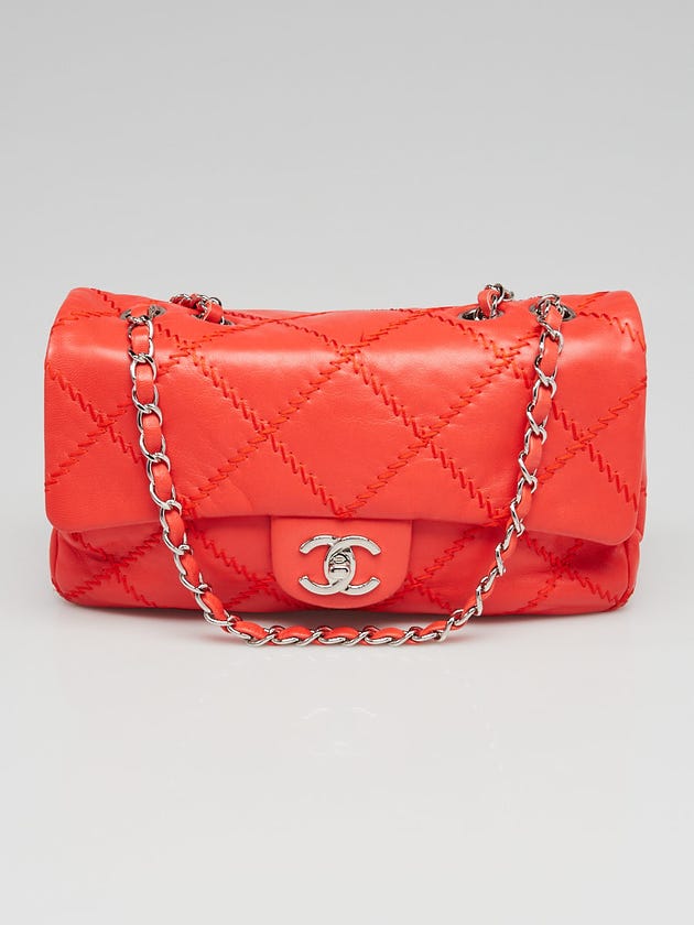 Chanel Red Quilted Lambskin Leather Ultimate Stitch Flap Bag