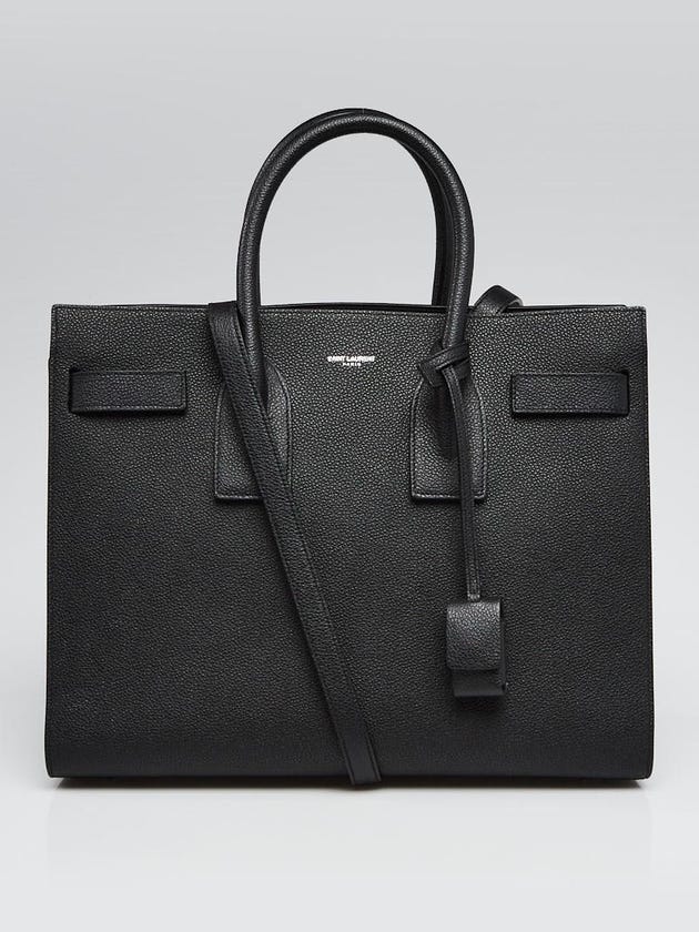 Yves Saint Laurent Black Grained Leather Small Sac de Jour Tote Bag