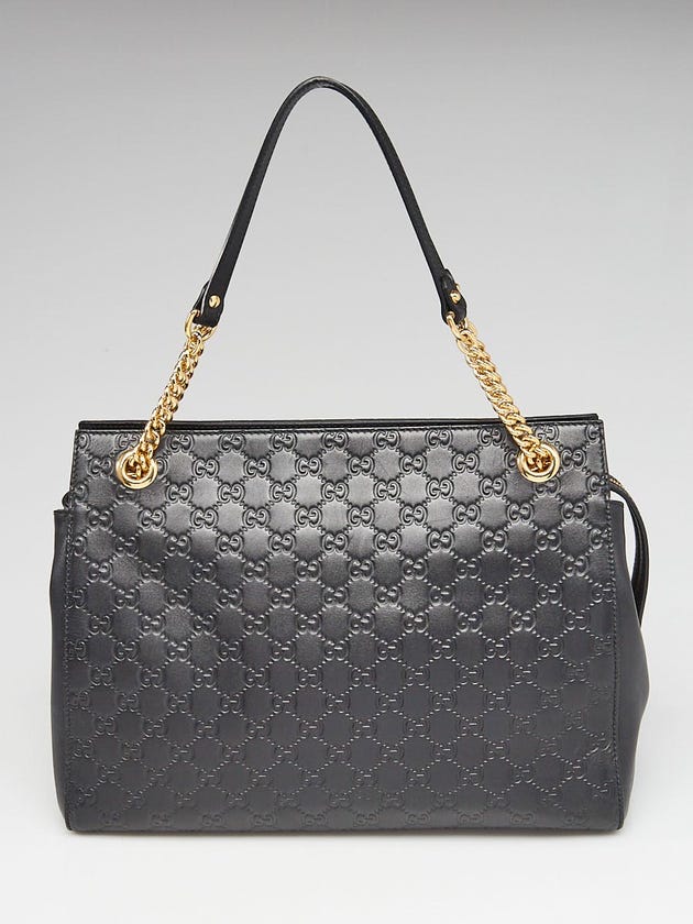 Gucci Black Guccissima Leather Soft Signature Shoulder Bag