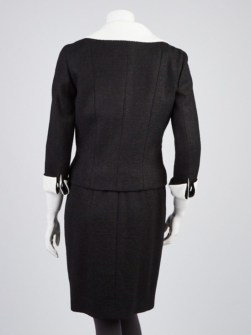 Chanel Black and White Linen/Cotton Blend Jacket and Sleeveless Dress Size 6/8/38/40