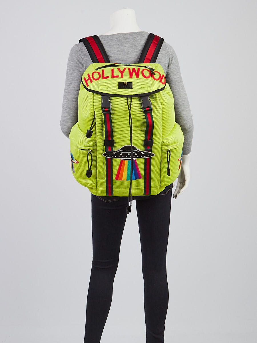 Gucci Neon Yellow Mesh Fabric Hollywood 