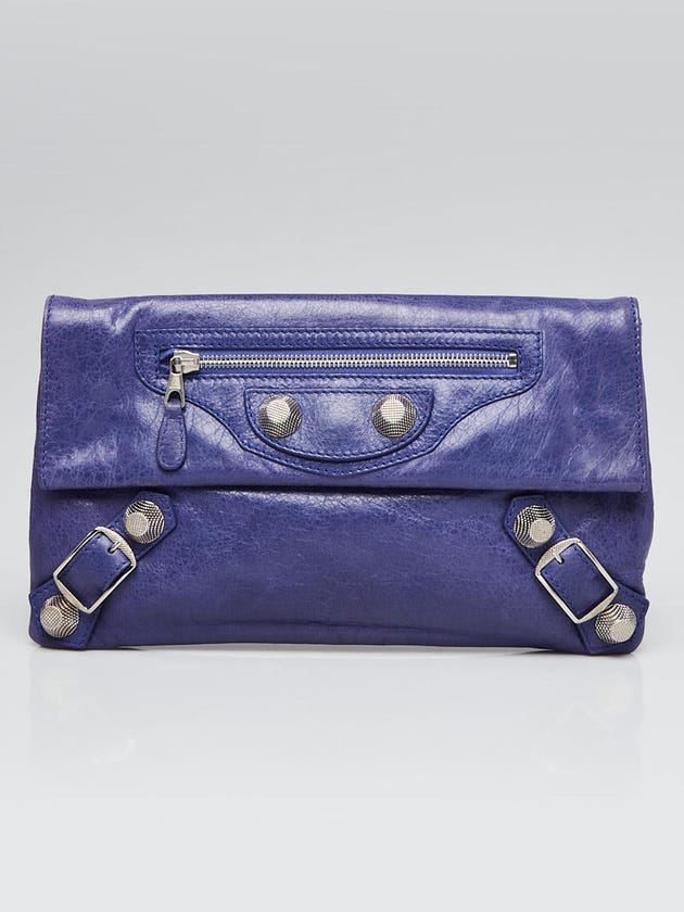 Balenciaga Bleu Lavande Lambskin Leather Giant 21 Envelope Clutch Bag
