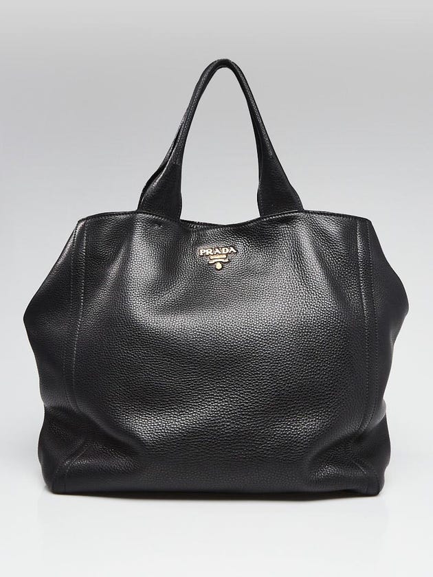 Prada Black Vitello Daino Leather Tote Bag BN2397