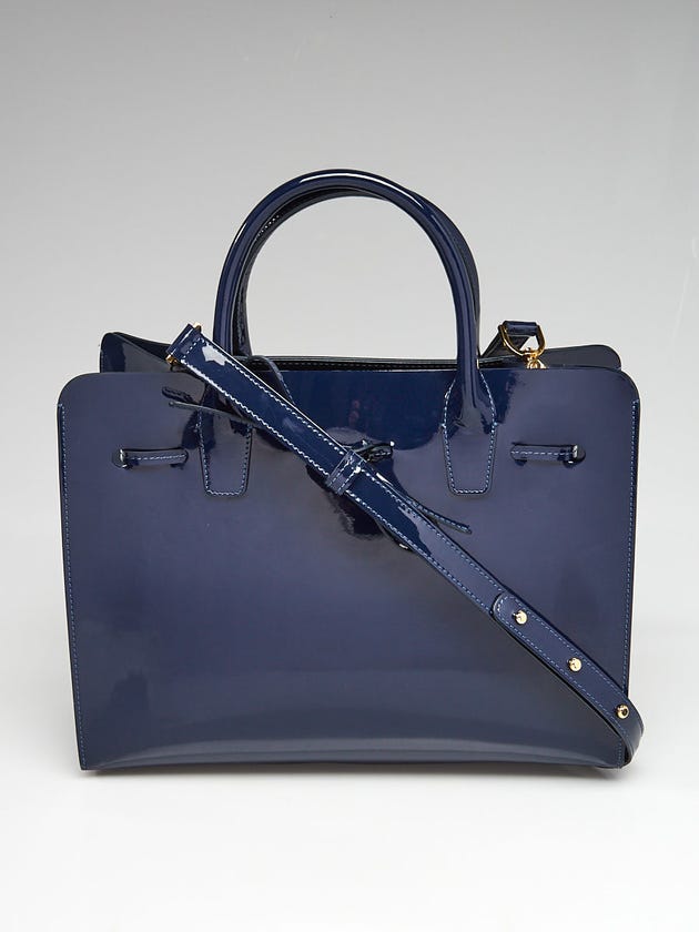 Mansur Gavriel Navy Blue Patent Leather Regular Sun Bag