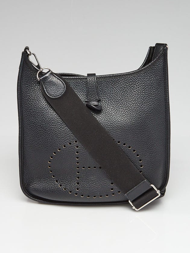 Hermes Black Clemence Leather Evelyne PM III Bag