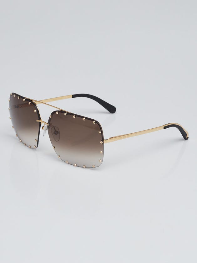 Louis Vuitton Goldtone Metal Frame and Brown Gradient Lenses The Party Square Sunglasses Z2353W