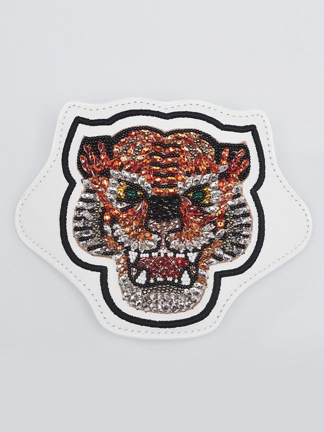 Gucci White Leather Tiger Ace Shoe Patch