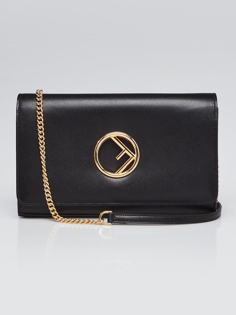 Fendi Black Leather Wallet On Chain Clutch Bag 8BS004 - Yoogi's Closet