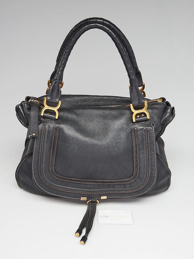 Chloe Black Pebbled Leather Medium Marcie Satchel Bag