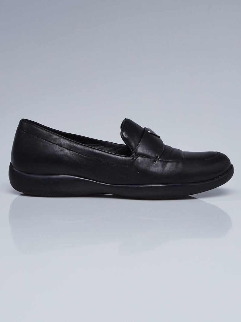 Prada Sport Black Nappa Leather Loafers Size 8/38.5 | Yoogi's Closet