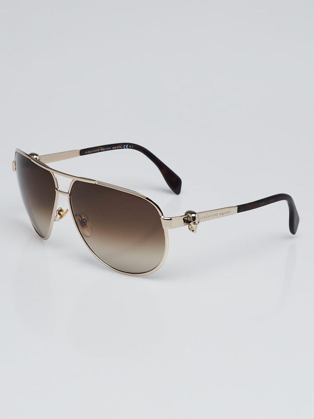 Alexander McQueen Goldtone Metal Aviator Gradient Tint Sunglasses AMQ4156