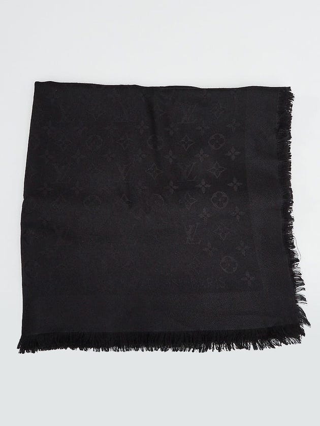Louis Vuitton Black Monogram Silk/Wool Shawl Scarf