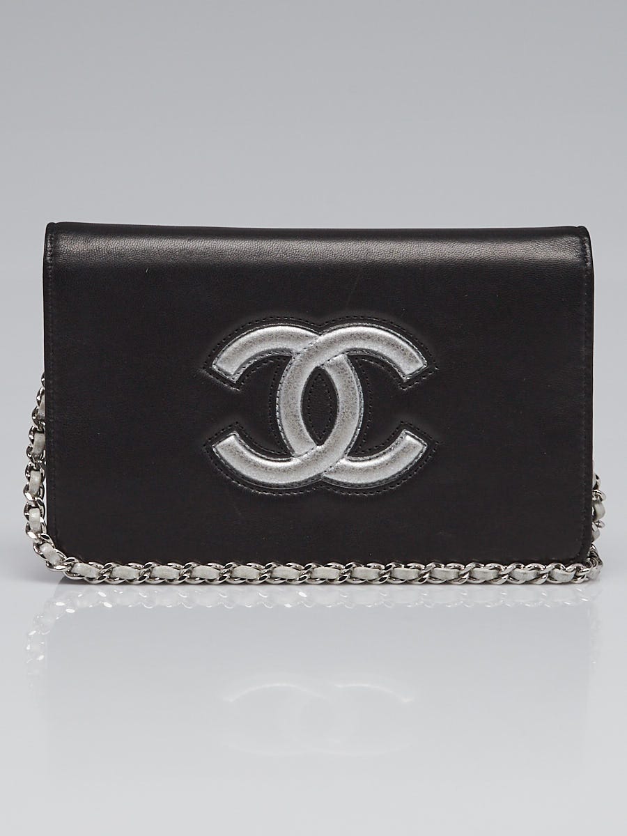 Chanel Bi-Color Black/Silver Lambskin Leather WOC Clutch Bag - Yoogi's  Closet