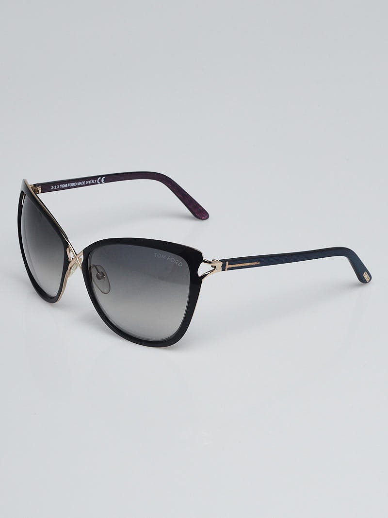 Tom Ford Black Acetate Frame Cat-Eye Celia Sunglasses - TF322