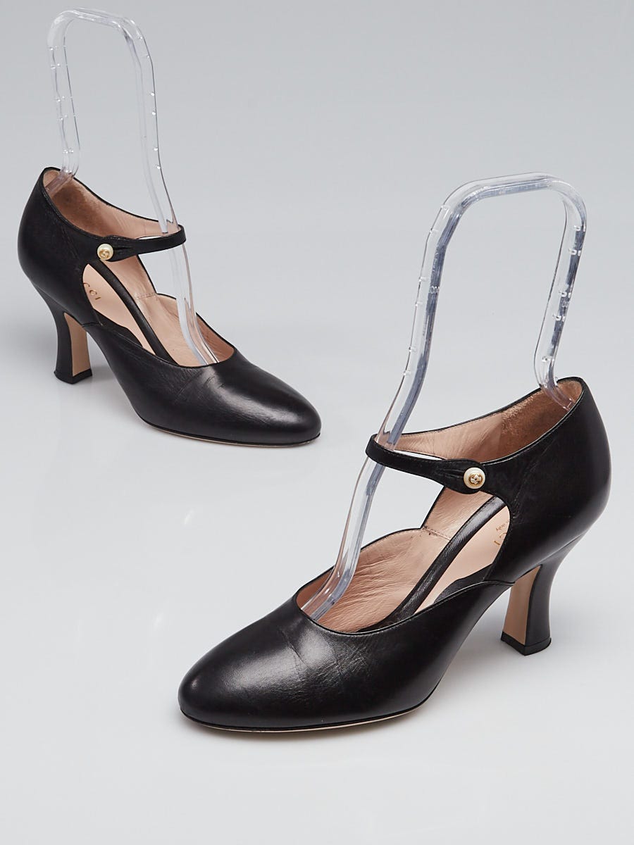 Gucci ブラックレザー ハイヒール 37 Gucci Black Leather Lesley Mary Jane Heels Size 7/37.5