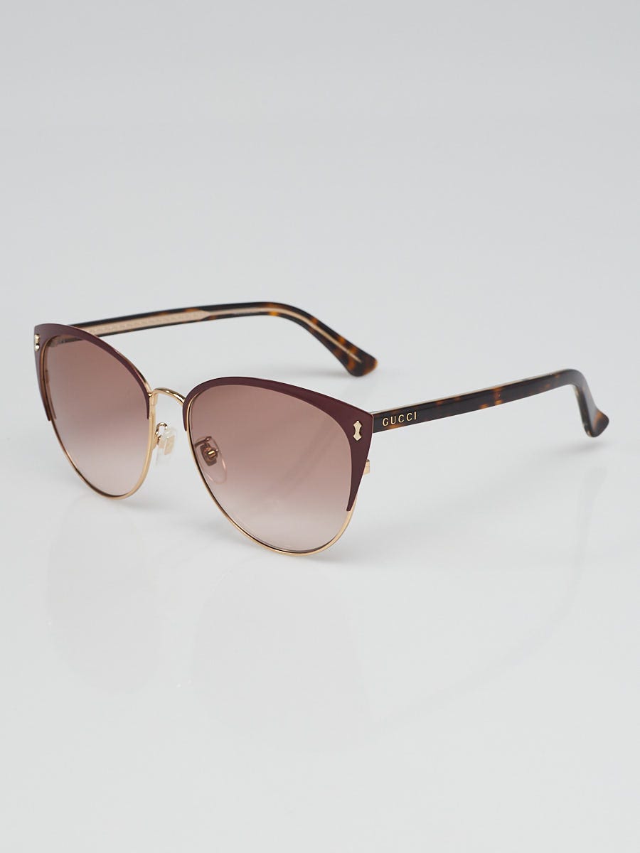 Gucci Burgundy Acetate Frame Gradient Tinted Sunglasses  display picture 1