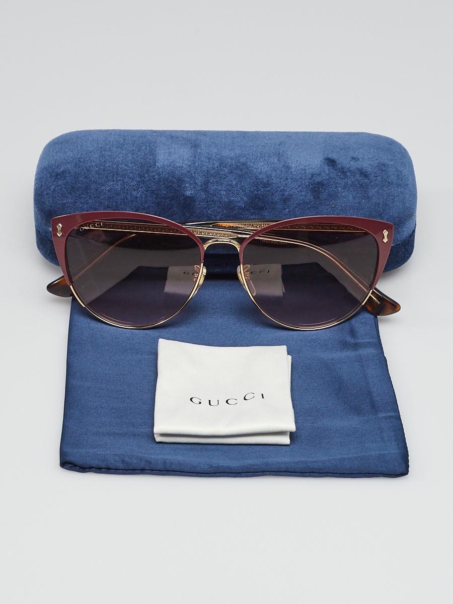 Gucci Burgundy Acetate Frame Gradient Tinted Sunglasses  display picture 2