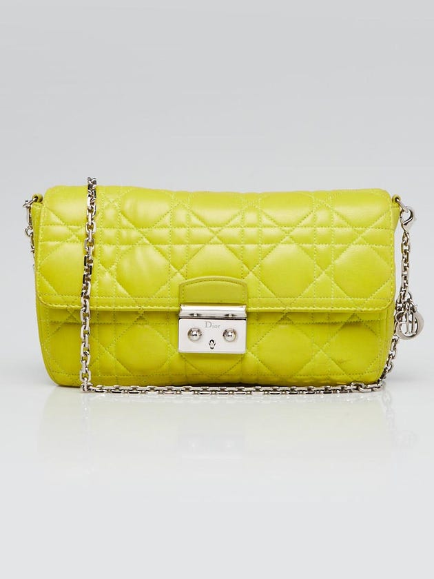 Christian Dior Yellow Cannage Quilted Calfskin Leather Miss Dior Promenade Pouch Clutch Bag