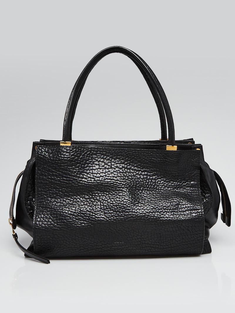 Chloe Black Pebbled Leather Dree Large Tote Bag | Yoogi's Closet Chloe Black Pebbled Leather Dree Large Tote Bag | Yoogi's Closet