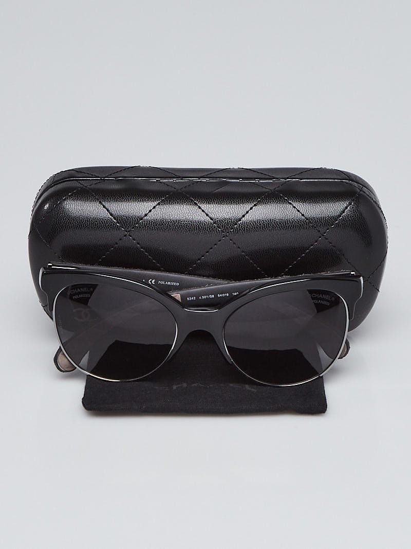 Chanel Black Plastic/Metal Cat Eye Frame Sunglasses 5342 - Yoogi's Closet
