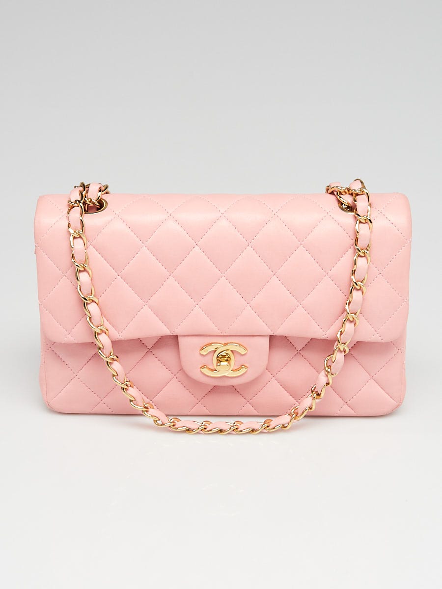 Chanel Pink Quilted Lambskin Leather Classic Small Double Flap Bag -  Yoogi's Closet