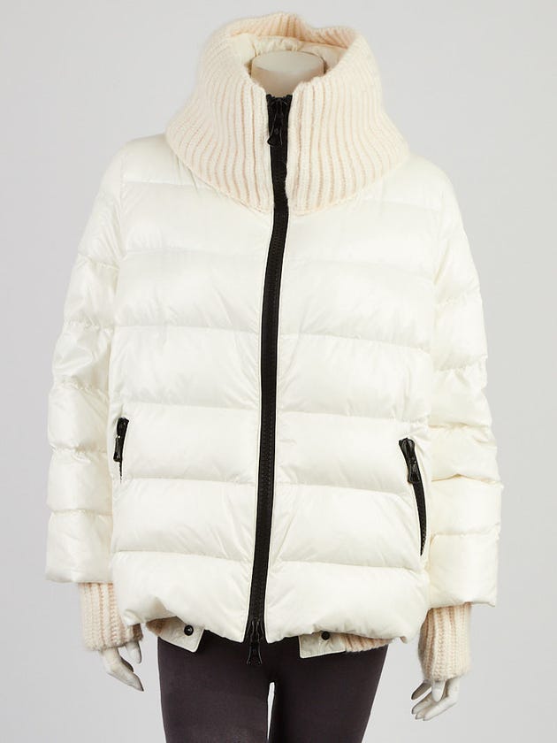 Moncler White Quilted Polyamide Cigale Rib-Trim Puffer Jacket Size 5/XL