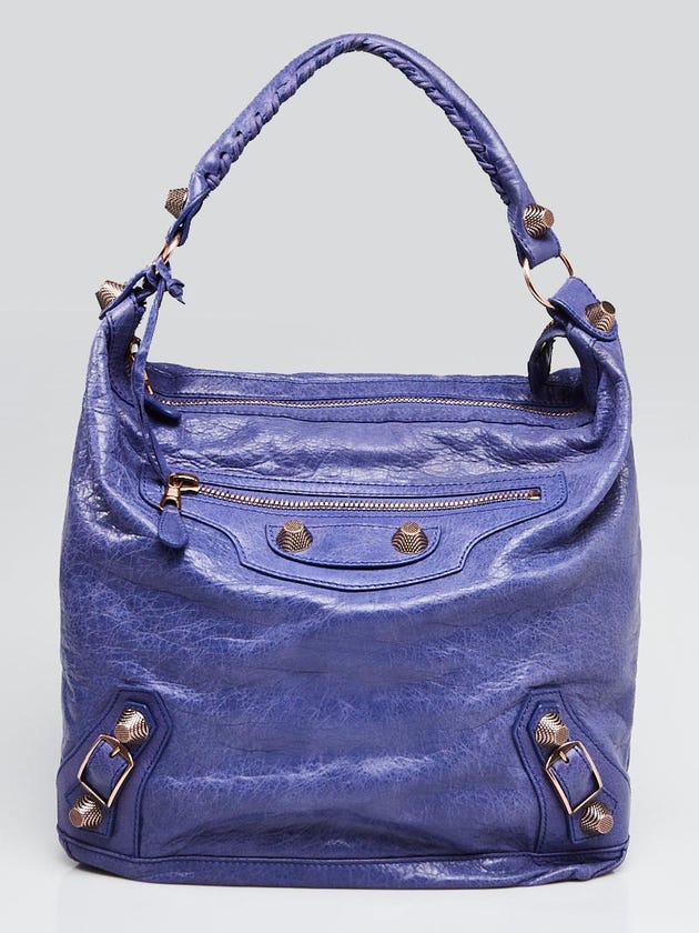 Balenciaga Bleu Lavande Lambskin Leather Giant 21 Rose Gold Day Bag