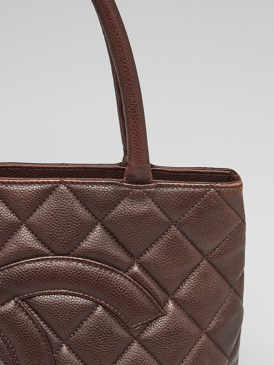 Chanel Brown Quilted Caviar Leather Medallion Tote Bag - Yoogi's Closet