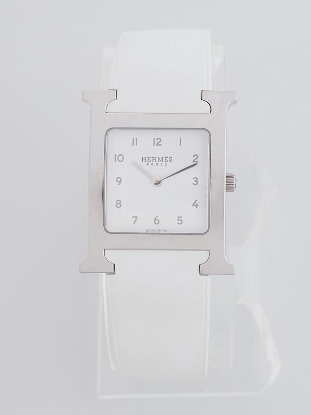 Hermes Stainless Steel and White Rubber H Heure Quartz Watch