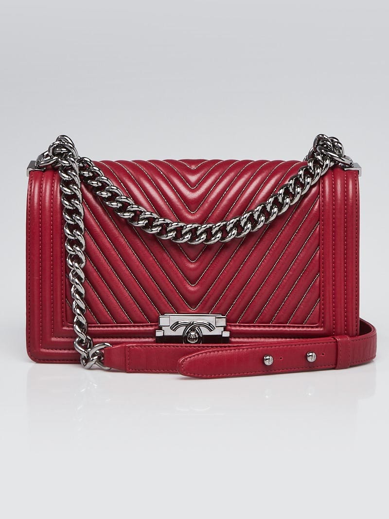 Chanel Lambskin Quilted Medium Boy Red Flap Bag