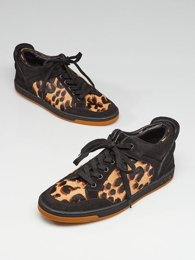 Louis Vuitton Limited Edition Stephen Sprouse Leopard Pony Hair and Black Suede Sneakers Size 7/37.5
