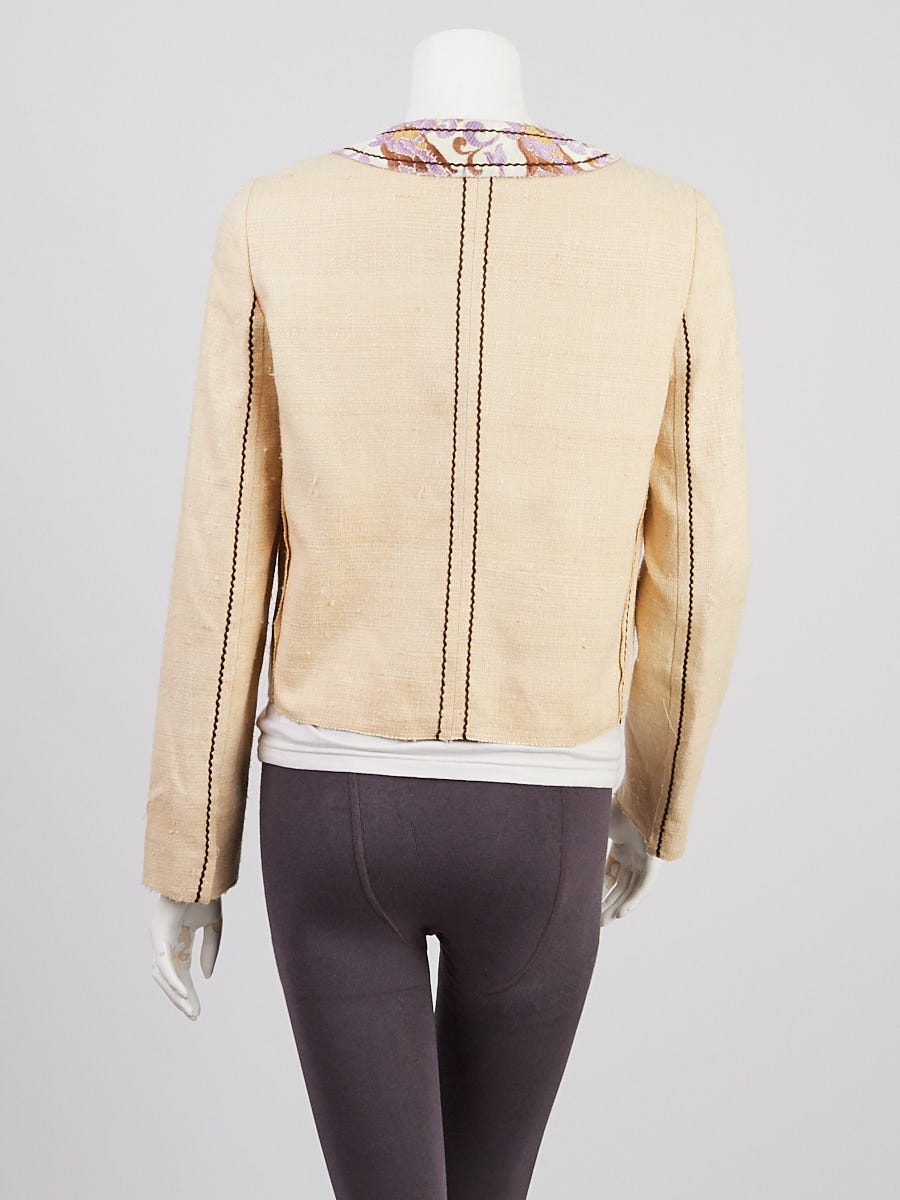 Prada Natural Silk and Embroidered Cotton Jacket Size 6/40