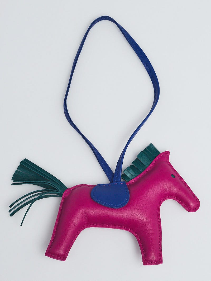 Hermes Blue Celeste/Craie/Malachite Lamb Milo Rodeo Grigri GM Horse Bag Charm BNWTIB! - poupishop