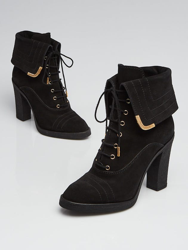 Louis Vuitton Black Suede Lace Up Ankle Boots Size 6/36.5