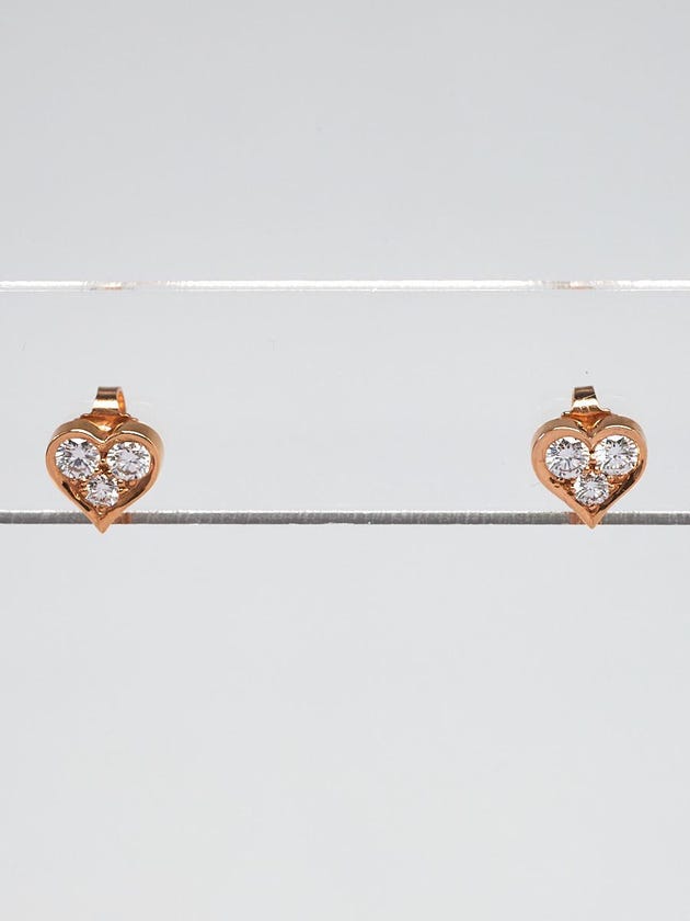 Tiffany & Co. 18k Rose Gold and Diamond Heart Stud Earrings