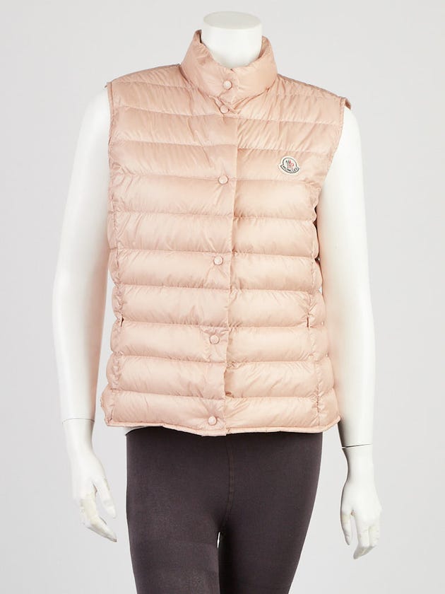 Moncler Pastel Pink Quilted Down Liane Zip Vest Size 4/XL