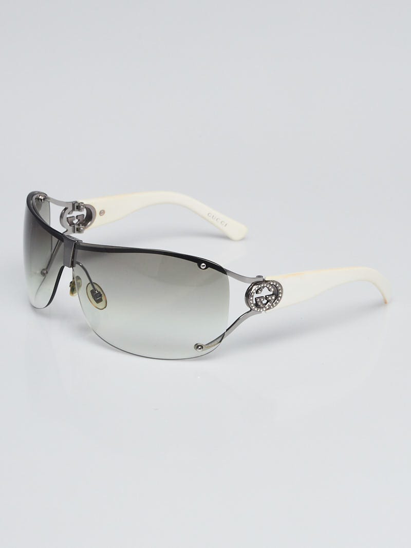 Gucci White/Silver Crystal GG Logo Sunglasses 2807/S
